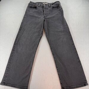 Levis Ribcage Straight‎ Ankle Jeans Gray High Rise Button Fly Denim Womens 30